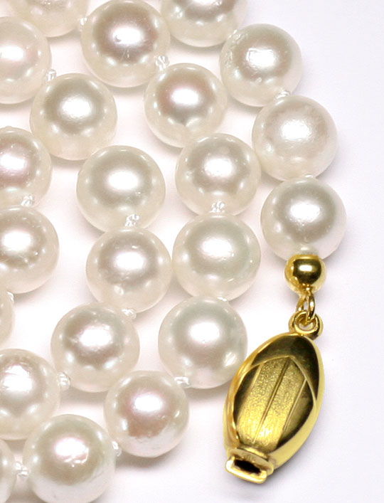 Foto 2 - Perlenkette Zuchtperlen Collier Gold Perlschloss, S3993